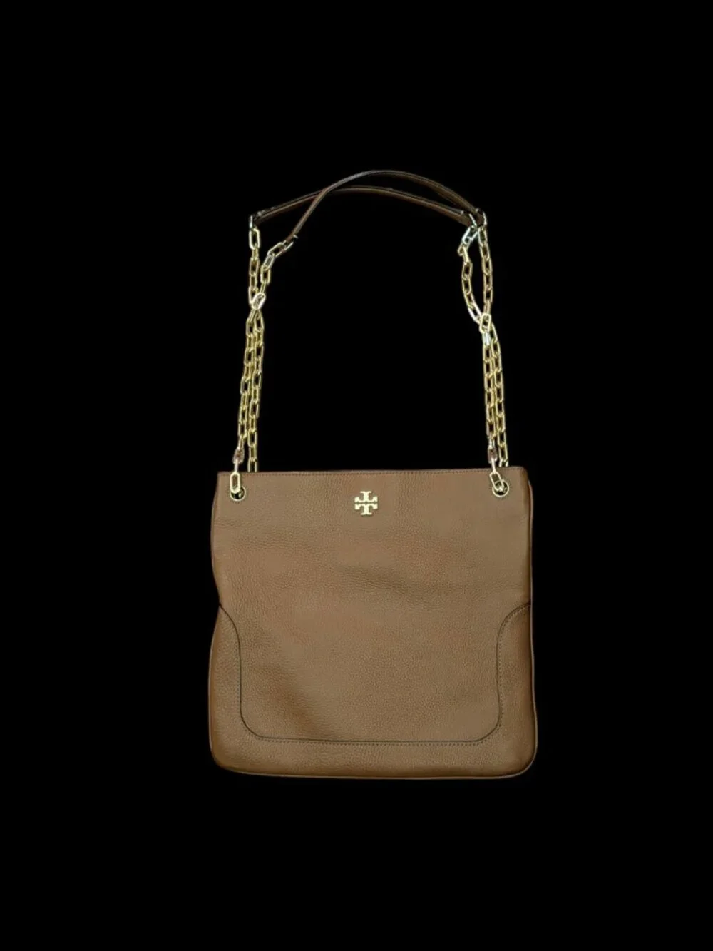 Tory Burch Marsden Swing Pack Light Brown Leather Shoulder Bag Gold Hardware